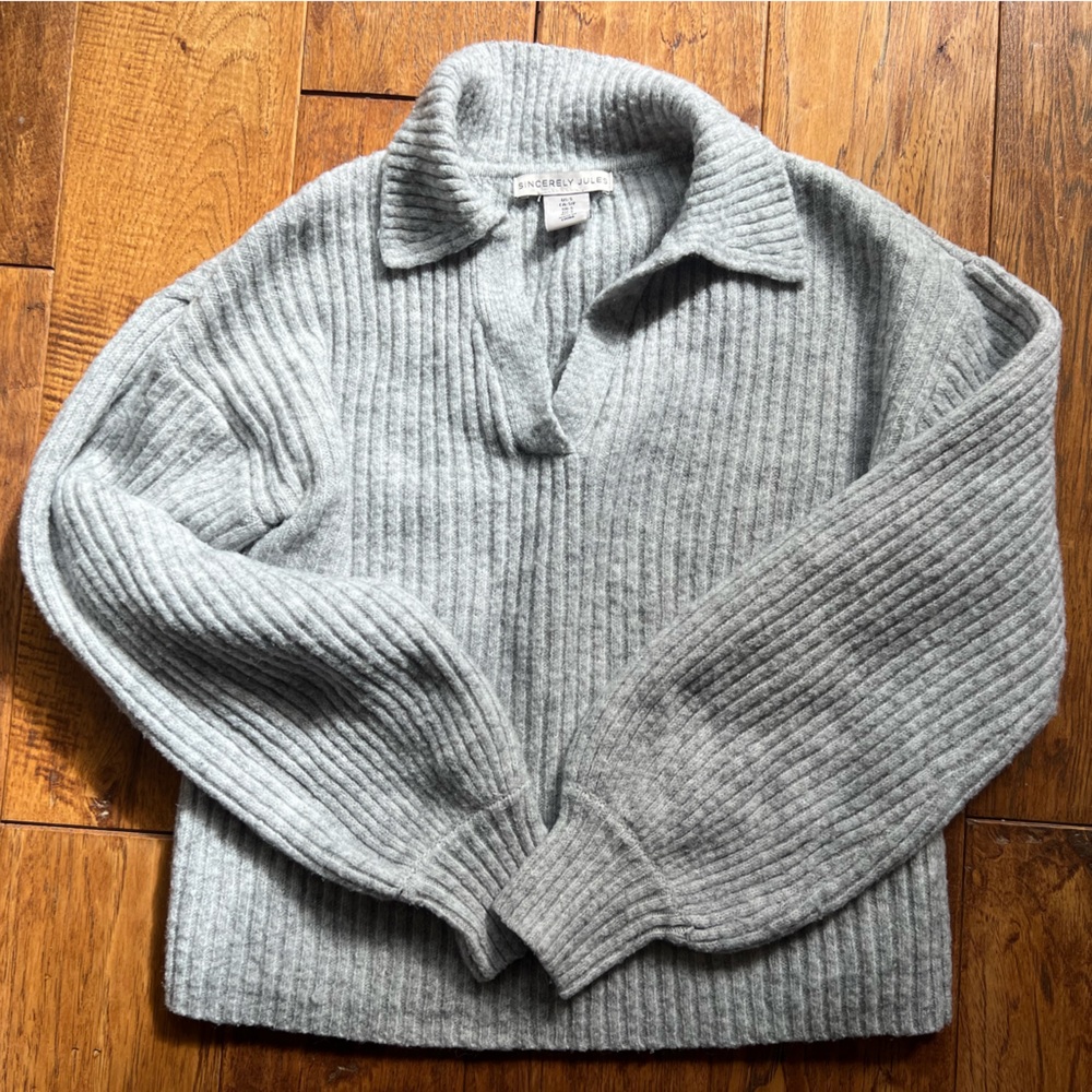 Grey Sweater with Collar